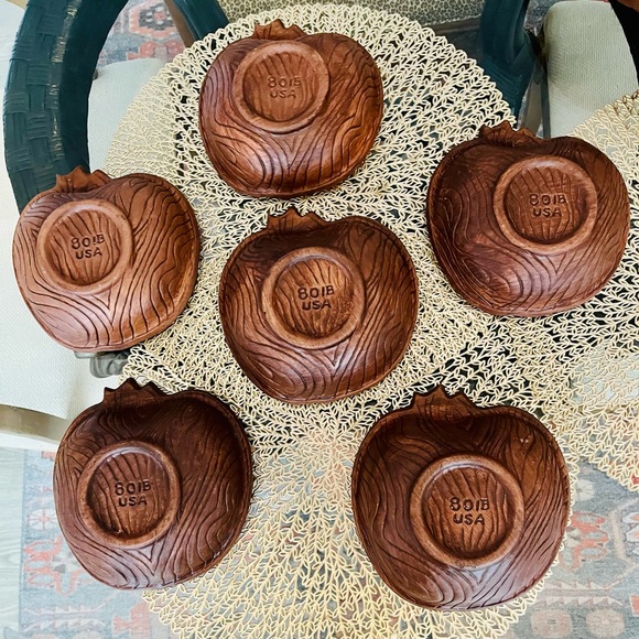 Gorgeous Vintage MCM Apple Design California Pottery Sequoia Ware Salad Set-7 - Picture 6 of 8